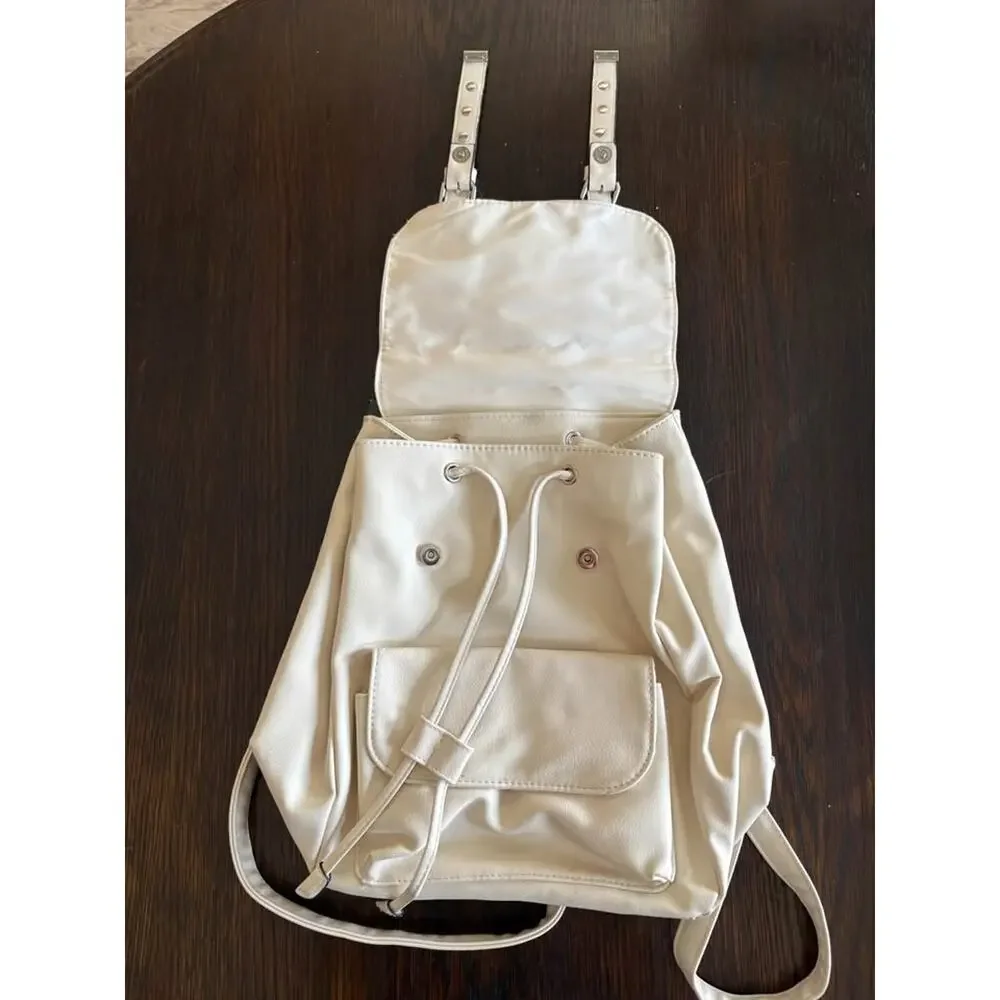 Wild Fable Cream Faux Leather Studded Mini Backpack Purse NWT Drawstring